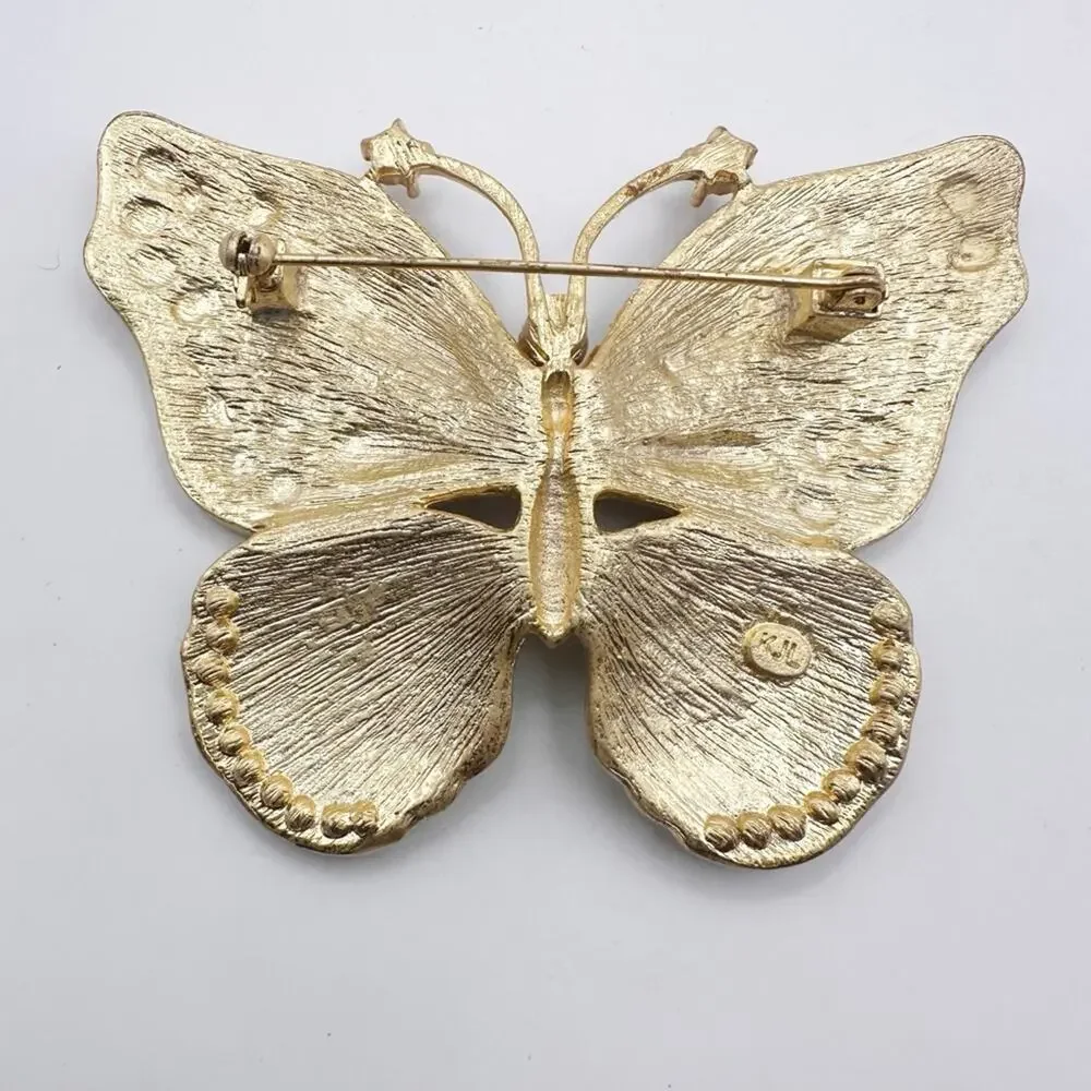 Kenneth Jay Lane Butterfly Brooch Vintage KJL Oversized Pin Statement Jewelry